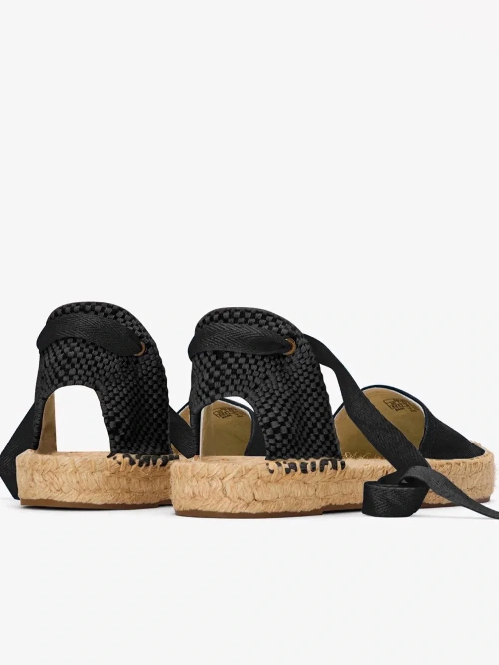 Soludos Lauren Lace Up Espadrilles Noche Black Linen EU 40 US 9-9.5 NEW